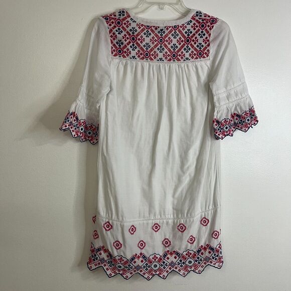 Vineyard Vines White Multi Colored Embroidered Eyelet Shift Cotton Mini Dress 0 - Picture 3 of 8